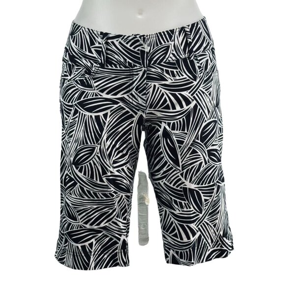 CACHE Women's Shorts Polyester Geometric Black White Wide banded Waist Size 4 - Picture 10 of 10